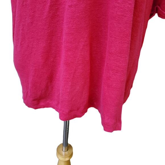Chico's Sz 4 Pink Linen Collared Polo Shirt Top Short Sleeve Snap Closure Sz XXL - Picture 5 of 10
